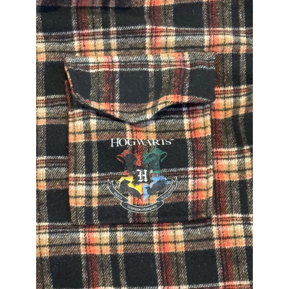 HARRY POTTER Womens HOGWARTS Flannel Plaid Pocket Shirt Jacket Wool Blend Sz M - Picture 12 of 12